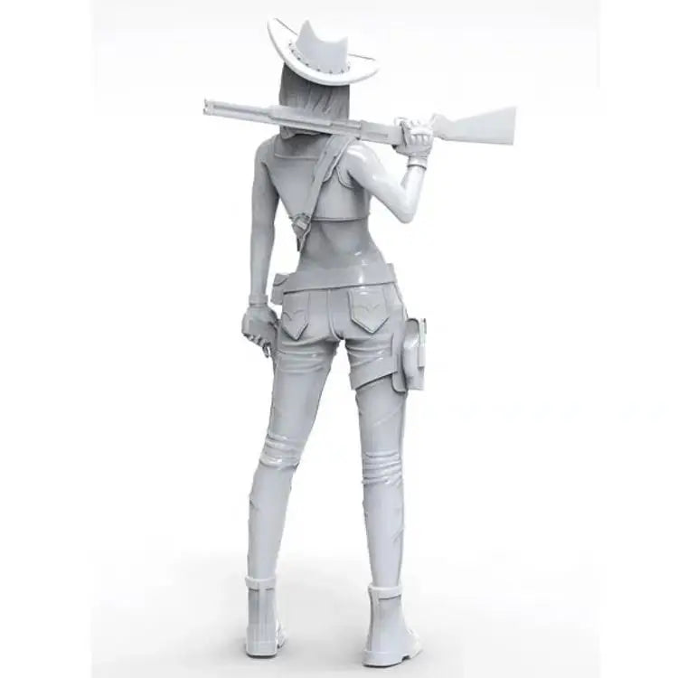 1/35 Modern Female Operator with Wide-Brim Hat and Rifle, Resin Model Figure Kit, Unassembled and Unpainted