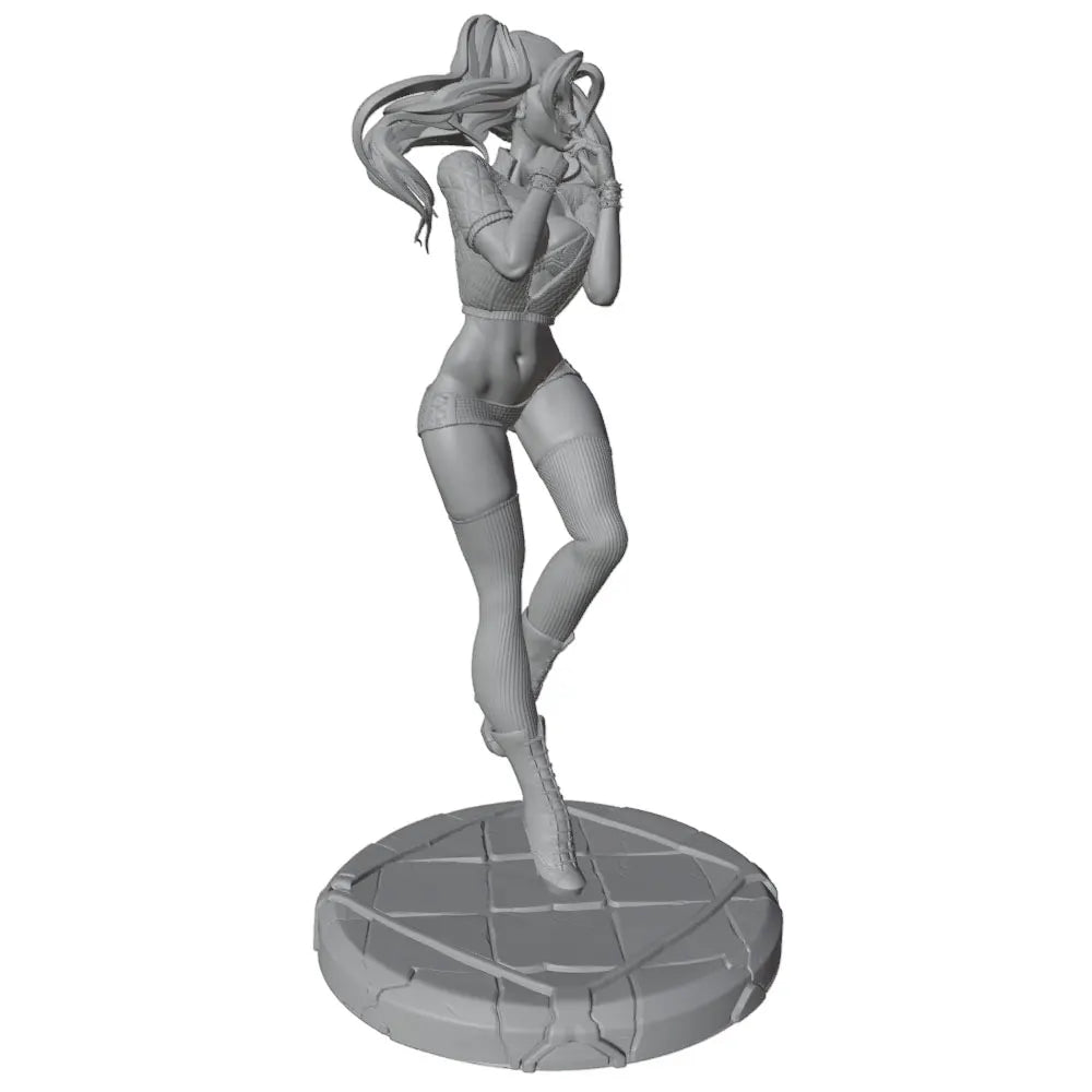 1/24 Long-Haired Pin-up Female in Dynamic Pose, Resin Model Figure Kit, Anime Theme, Unassembled and Unpainted