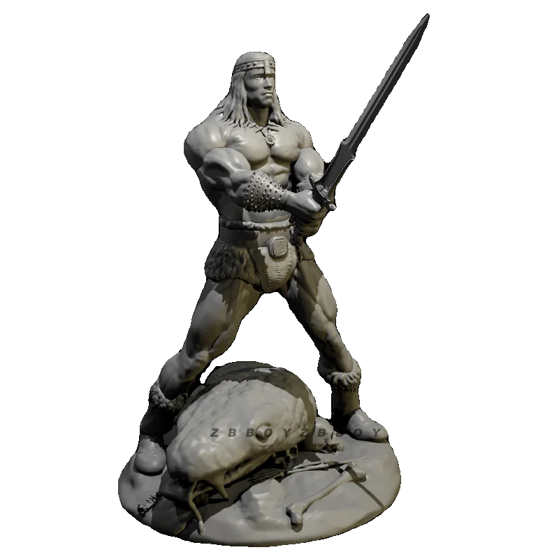 75mm Barbarian Fantasy Warrior, Resin Model Figure Kit, Fantasy Theme, Unassembled and Unpainted