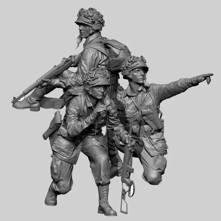 1/35 WWII Allied Soldiers Beach Landing, 4 Figures, Resin Model Figure Kit, Unassembled and Unpainted