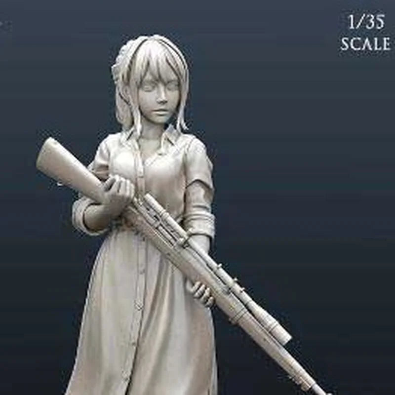 1/35 Girl Soldier, Resin Model Figure Kit, Anime Theme, Unassembled and Unpainted