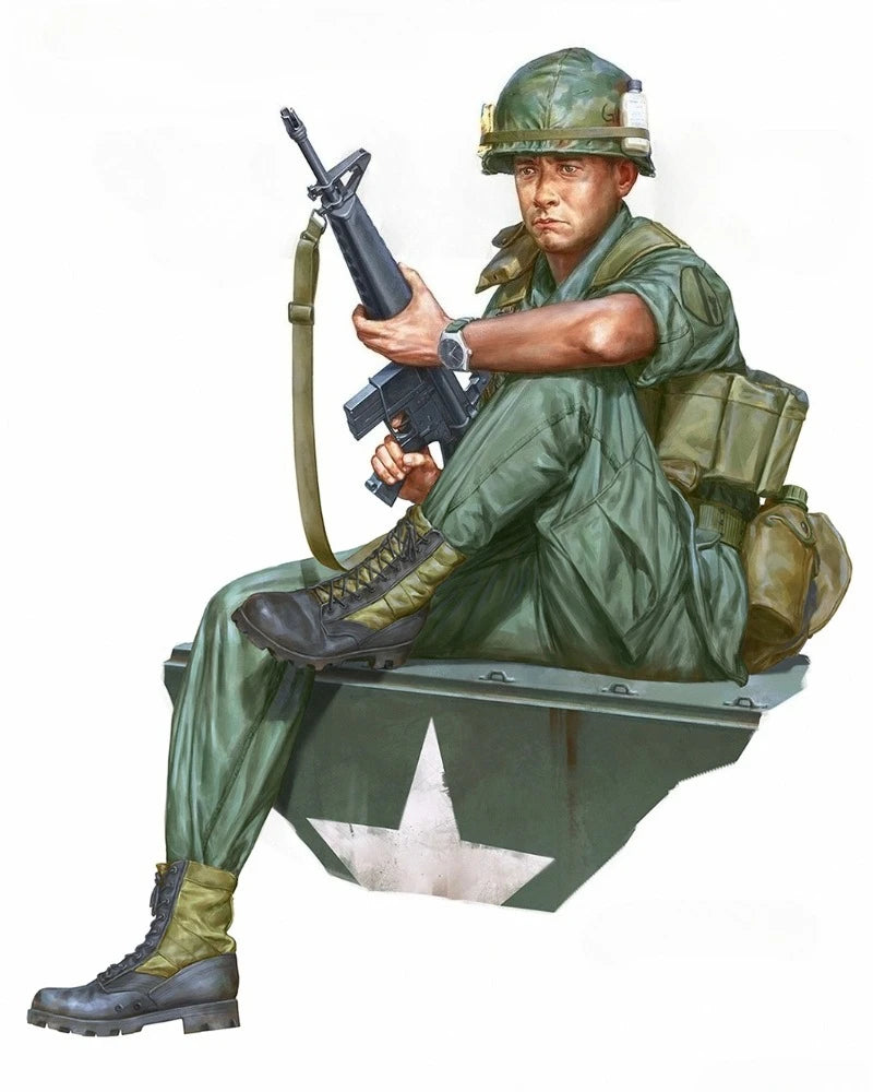 1/16 Vietnam War US Army Rifleman Seated, Resin Model Figure Kit, Unassembled and Unpainted