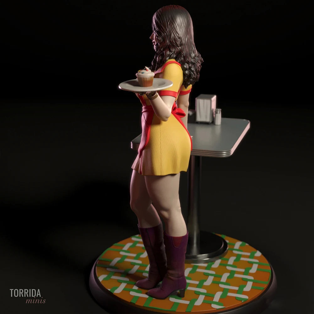 1/24 Retro Diner Attendant, Resin Model Figure Kit, Unassembled and Unpainted
