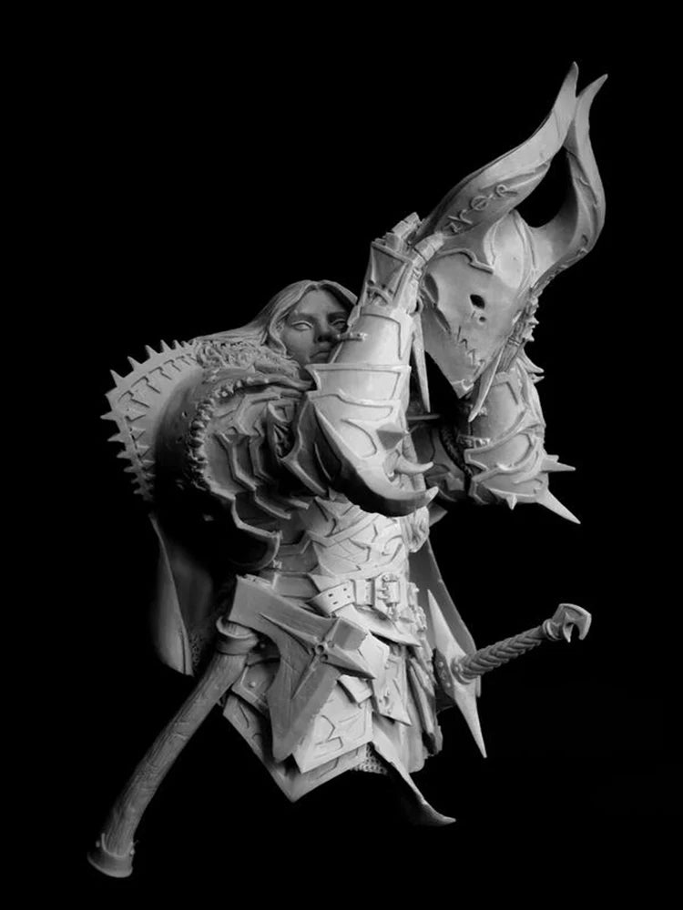1/10 Sorceress with Spiral Horns and Spiky Armor, Resin Model Bust Kit, Fantasy Theme, Unassembled and Unpainted