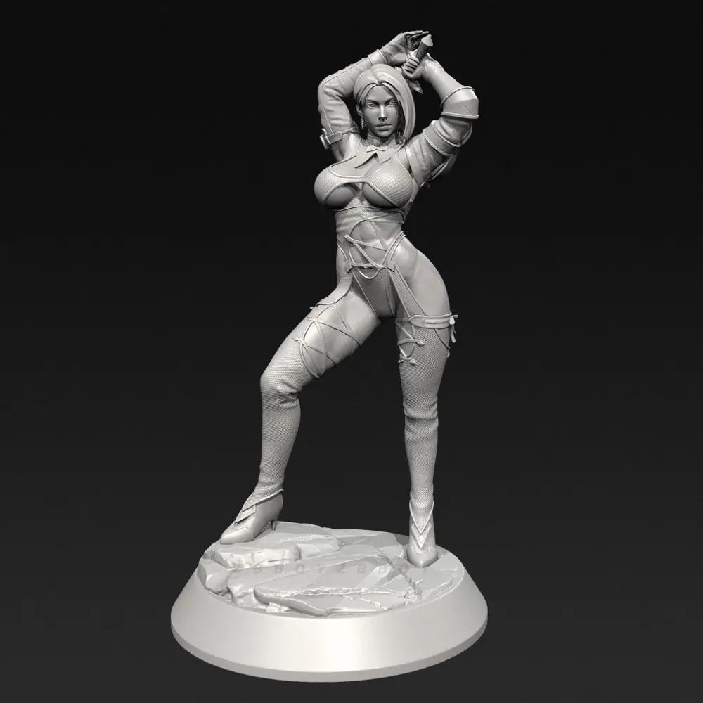 75mm Female Warrior with Ornate Circlet and Sword, Resin Model Figure Kit, Fantasy Theme, Unassembled and Unpainted