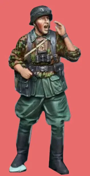 1/35 WWII German Soldier Shouting Orders, Resin Model Figure Kit, Unassembled and Unpainted