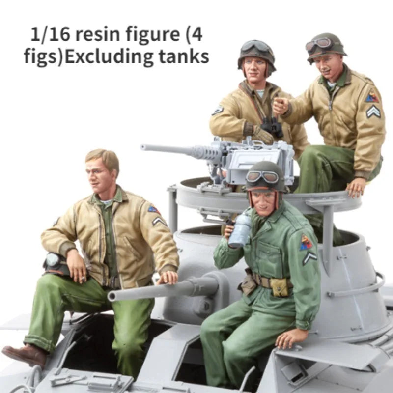 1/16 WWII US Army Vehicle Crew, 4 Figures, Resin Model Figure Kit, Unassembled and Unpainted