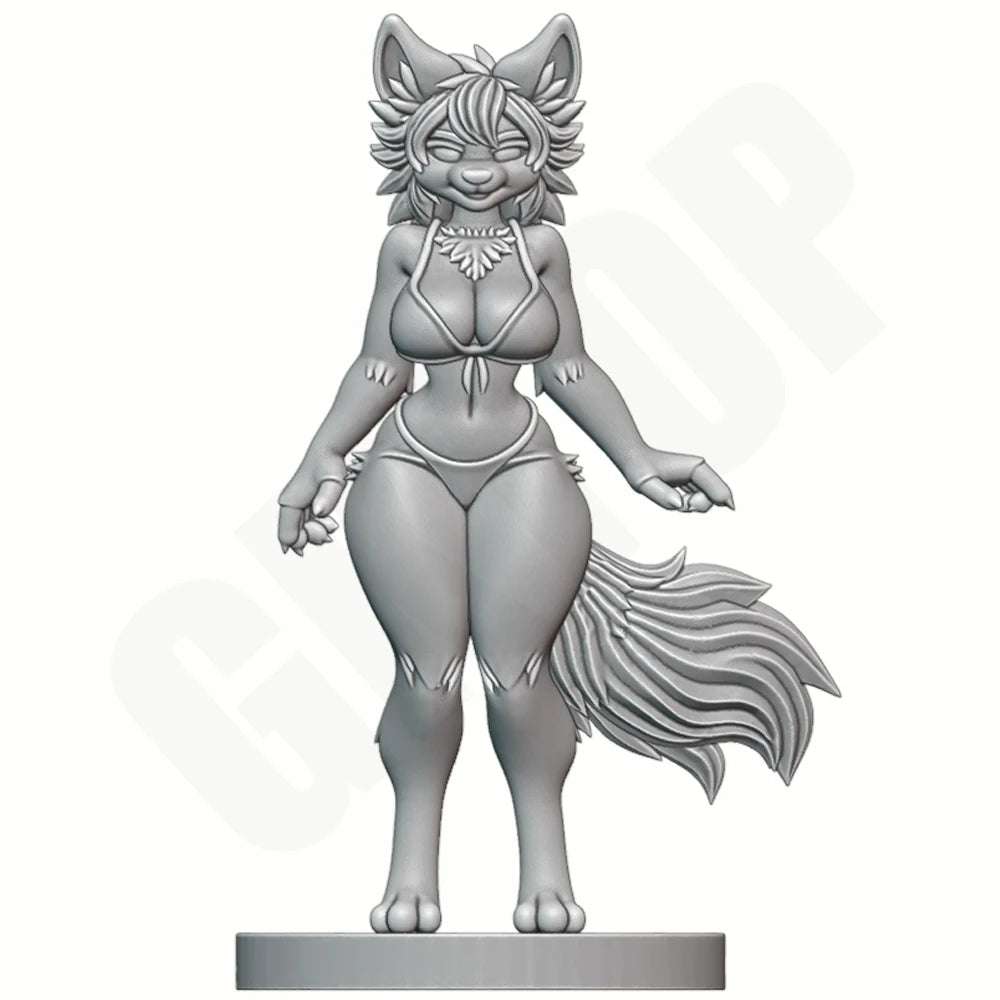 1/24 Anthropomorphic Fox, Resin Model Figure Kit, Fantasy Theme, Unassembled and Unpainted