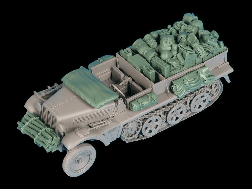 1/35 WWII German Sd.Kfz 10 Halftrack, Resin Model Vehicle Kit, Unassembled and Unpainted