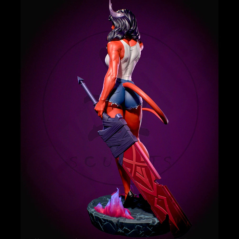 1/24 Warrior with Teal Hair and Sword, Resin Model Figure Kit, Anime Theme, Unassembled and Unpainted