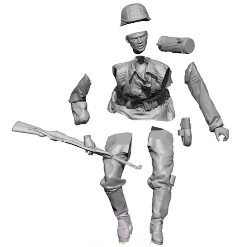 1/16 WWII German Infantry Soldier Jumping, Resin Model Figure Kit, Unassembled and Unpainted