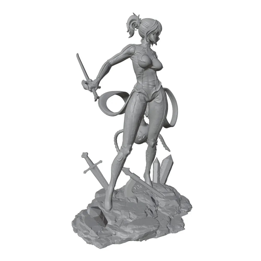 1/24 Female Warrior with Tail, Resin Model Figure Kit, Anime Theme, Unassembled and Unpainted