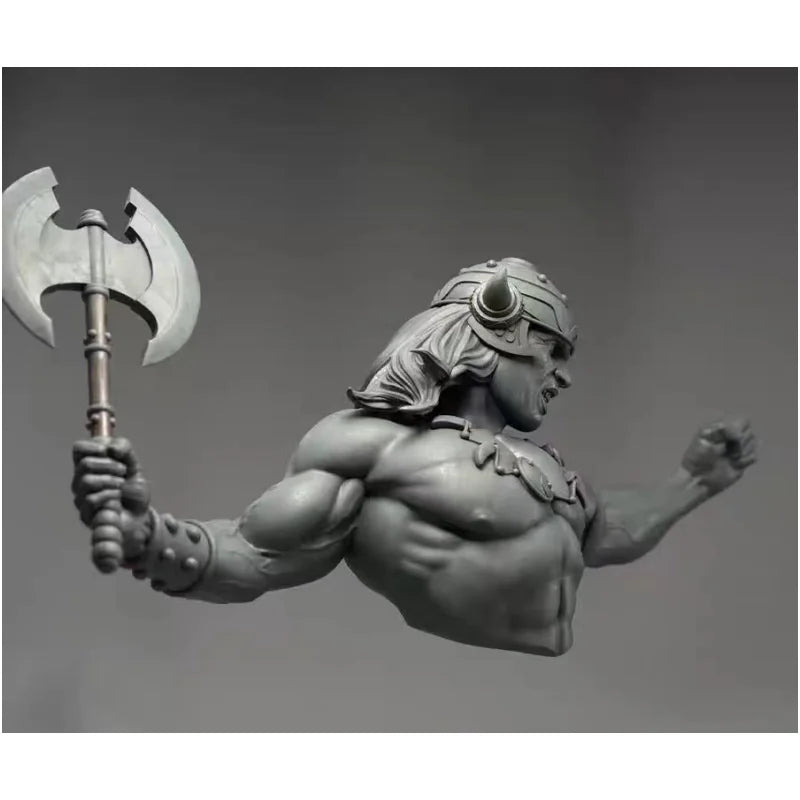 1/12 Horned Barbarian Warrior with Axe, Resin Model Bust Kit, Fantasy Theme, Unassembled and Unpainted