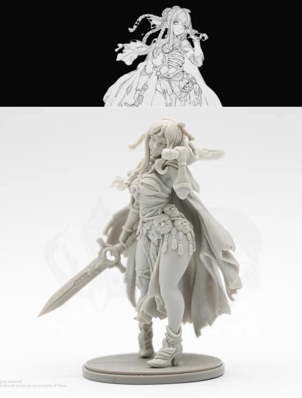 28mm Gothic Female Warrior, Resin Model Figure Kit, Fantasy Theme, Unassembled and Unpainted