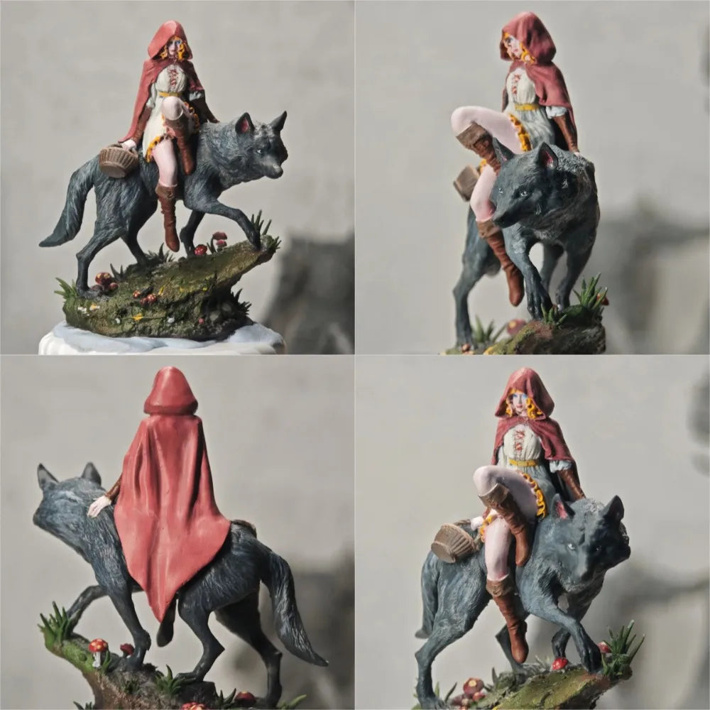 75mm Red-Haired Warrior on Beast, Resin Model Figure Kit, Fantasy Theme, Unassembled and Unpainted