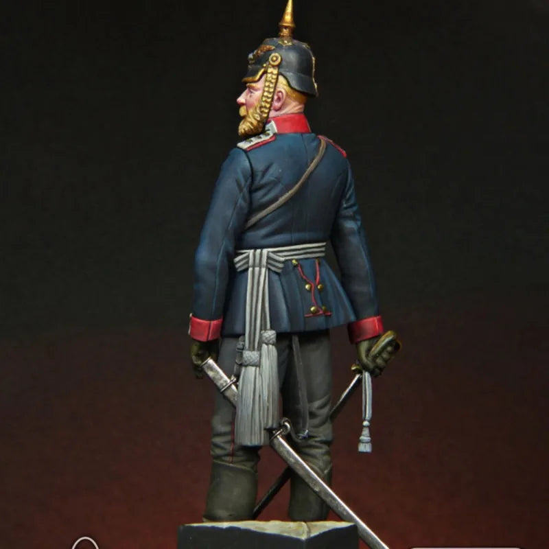 1/24 Napoleonic Prussian Guard Officer with Pickelhaube and Saber, Resin Model Figure Kit, Unassembled and Unpainted