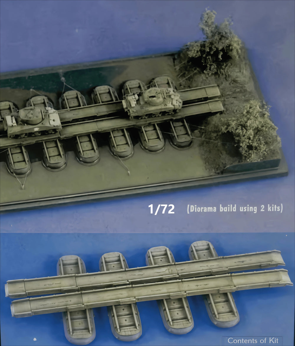 1/72 WWII Pontoon Floating Bridge, Resin Model Terrain Kit, Unpainted