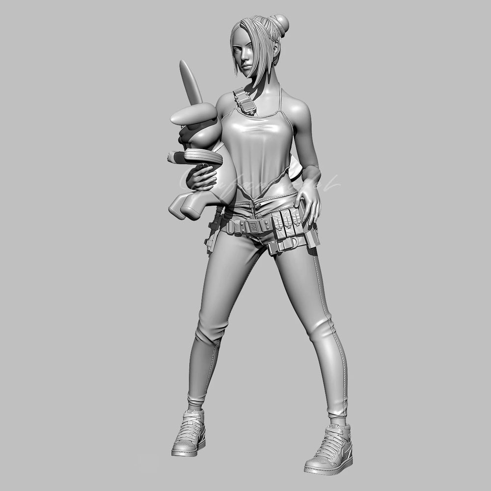50mm Girl with Rabbit, Resin Model Figure Kit, Anime Theme, Unassembled and Unpainted