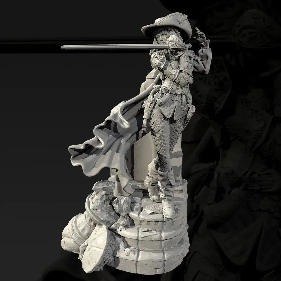 75mm Napoleonic Female Musketeer, Resin Model Figure Kit, Unassembled and Unpainted