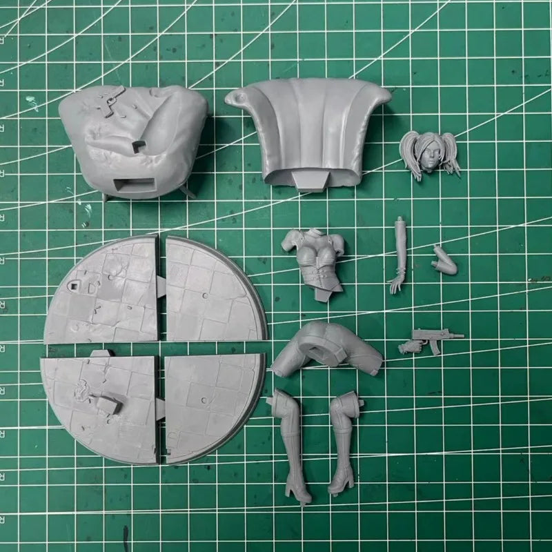 1/18 Female Gunner, Resin Model Figure Kit, Fantasy Theme, Unassembled and Unpainted
