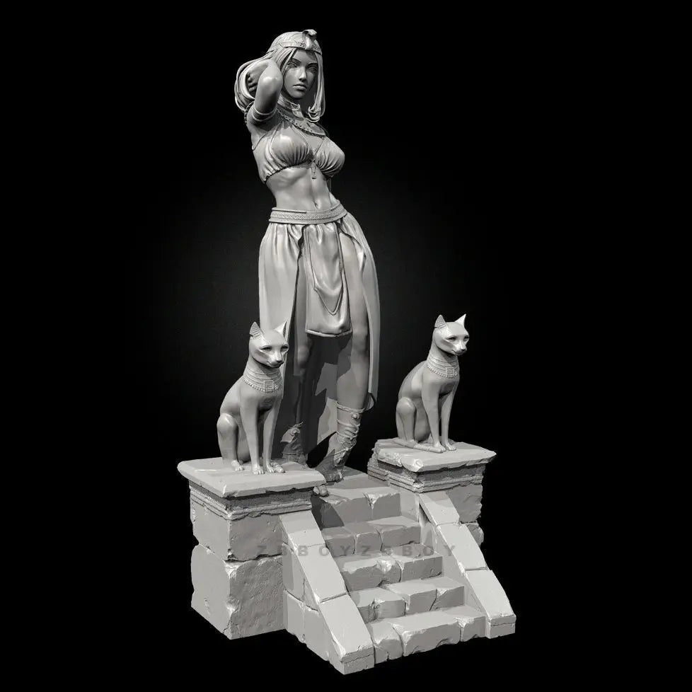 75mm Ancient Egypt Cleopatra Queen with Attendants, Resin Model Figure Kit, Unassembled and Unpainted