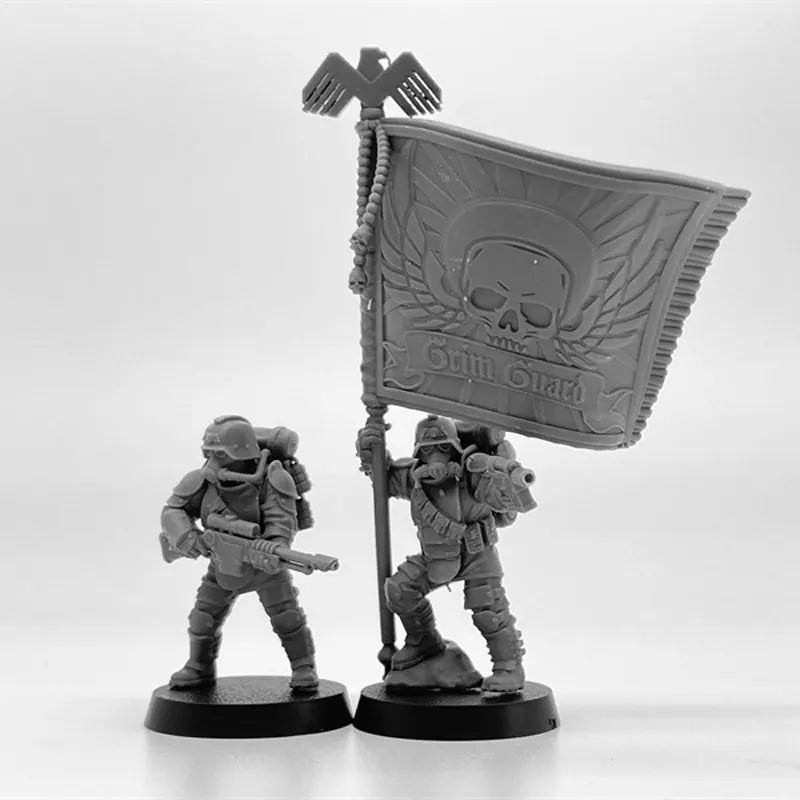 28mm Grim Guard Ironclads, 18 Figures, Resin Model Figure Kit, Sci-Fi Theme, Unassembled and Unpainted