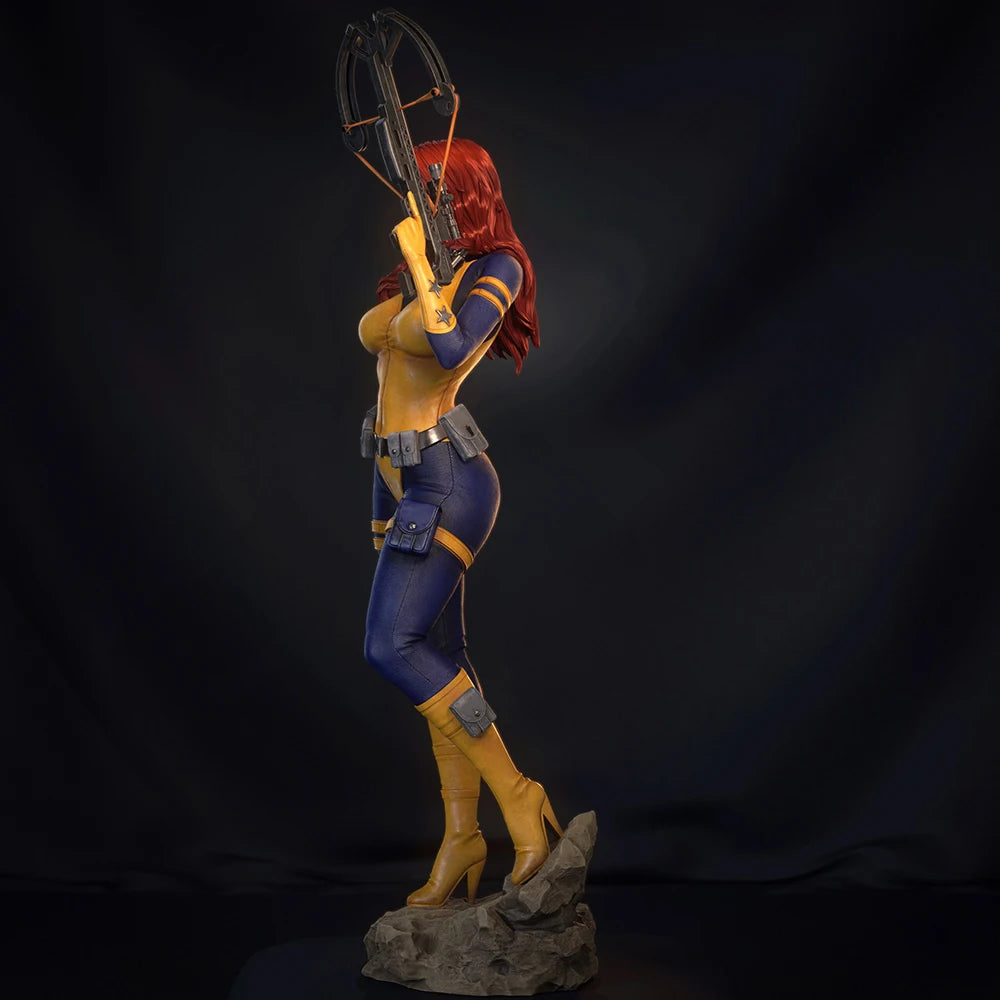 1/24 Red-Haired Warrior in Blue and Gold Tactical Suit, Resin Model Figure Kit, Fantasy Theme, Unassembled and Unpainted