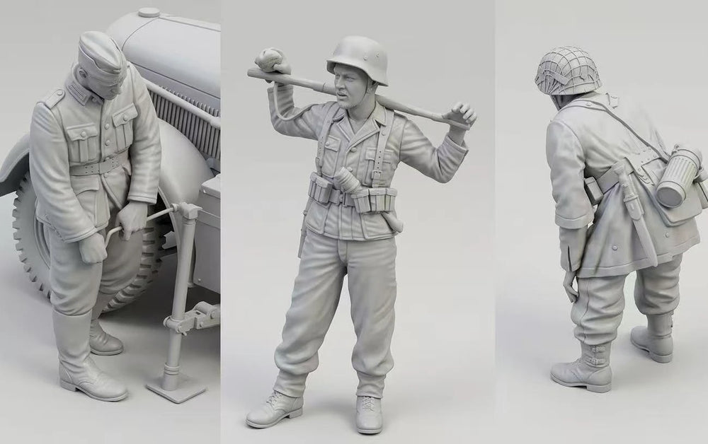 1/35 WWI British Infantry Entrenching with Shovel, 3 Figures, Resin Model Figure Kit, Unassembled and Unpainted
