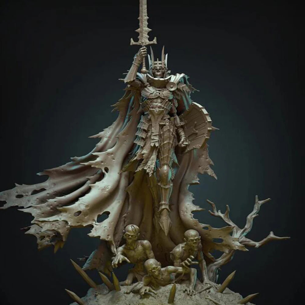 1/24 Winged Demon with Spiky Crown and Halberd, Resin Model Figure Kit, Fantasy Theme, Unassembled and Unpainted