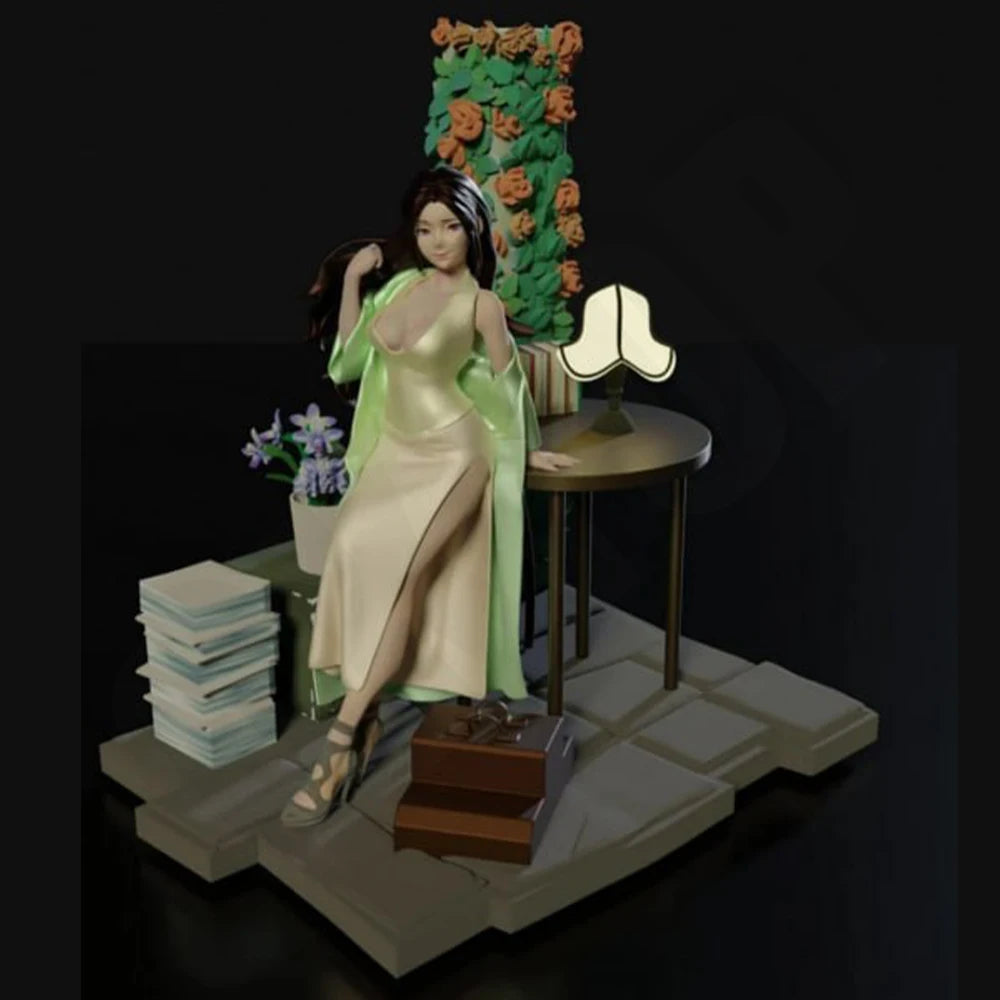 1/24 Pin-up Woman, Resin Model Diorama Kit, Unassembled and Unpainted
