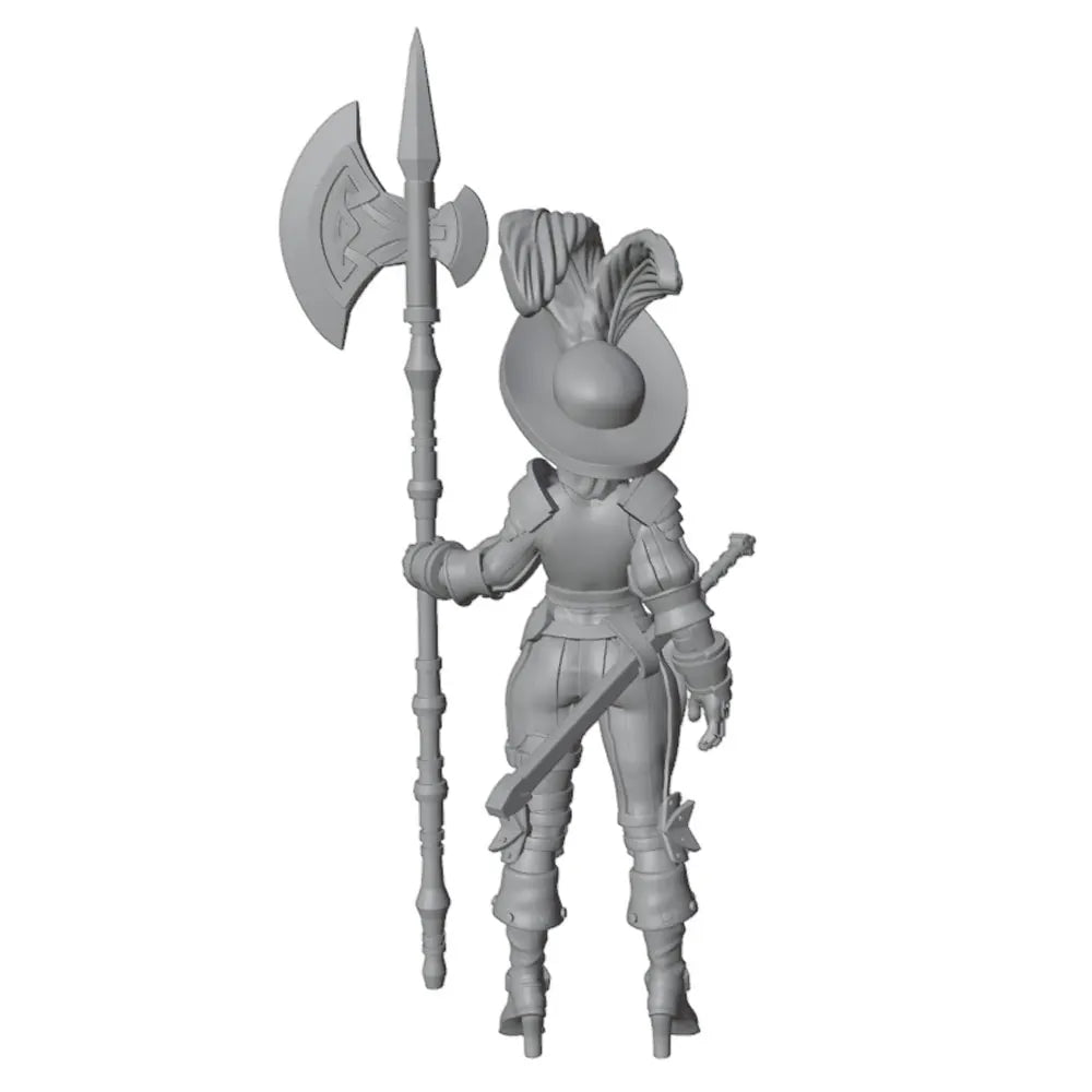 1/35 Female Warrior with Feathered Helm and Battle Axe, Resin Model Figure Kit, Fantasy Theme, Unassembled and Unpainted