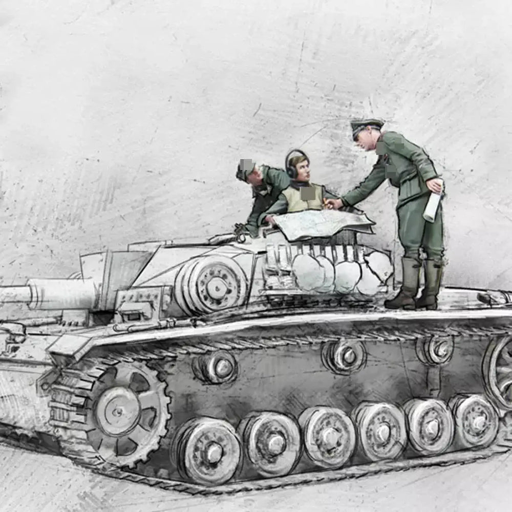 1/35 WWII German Soldiers with Map, 3 Figures, Resin Model Figure Kit, Unassembled and Unpainted