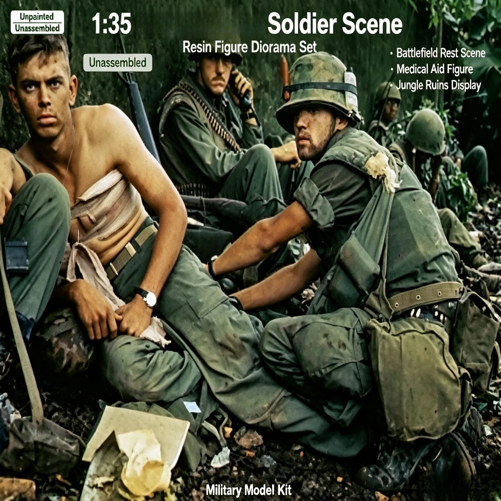 1/35 Vietnam War Medical Rest, 2 Figures, Resin Model Figure Kit, Unassembled and Unpainted