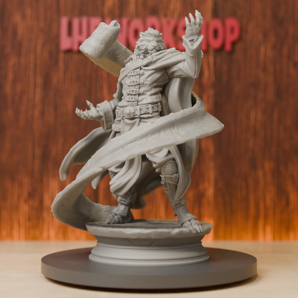 75mm Lionfolk Scroll Sorcerer, Resin Model Figure Kit, Fantasy Theme, Unassembled and Unpainted