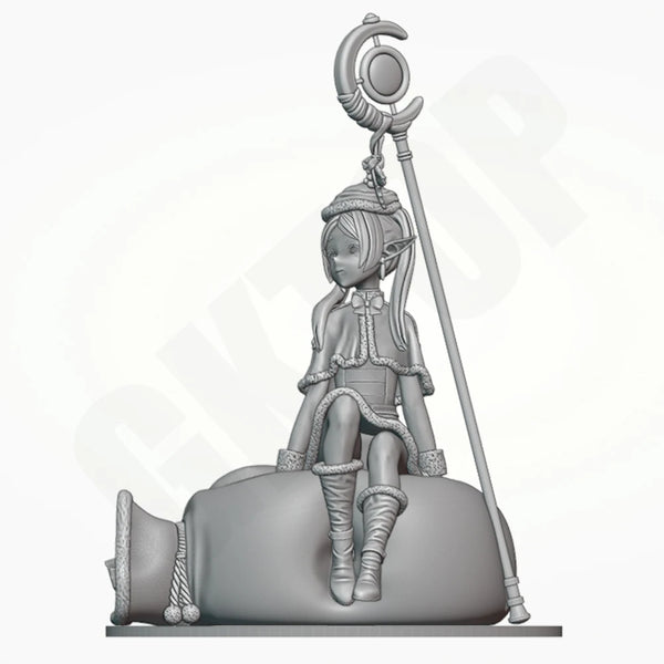 Sorceress Seated on Orb with Staff, Resin Model Figure Kit, Fantasy Theme, Unassembled and Unpainted