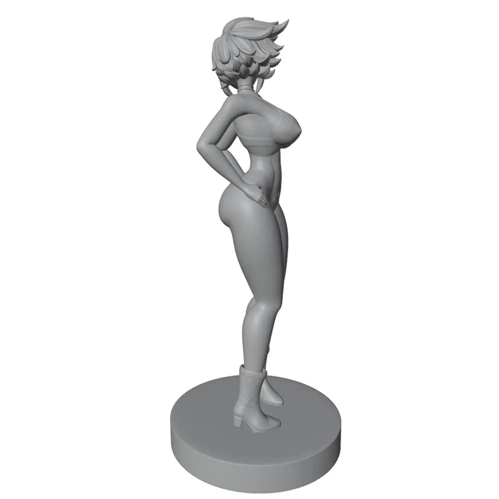 75mm Magenta-Haired Pin-up in Crop Top, Resin Model Figure Kit, Unassembled and Unpainted