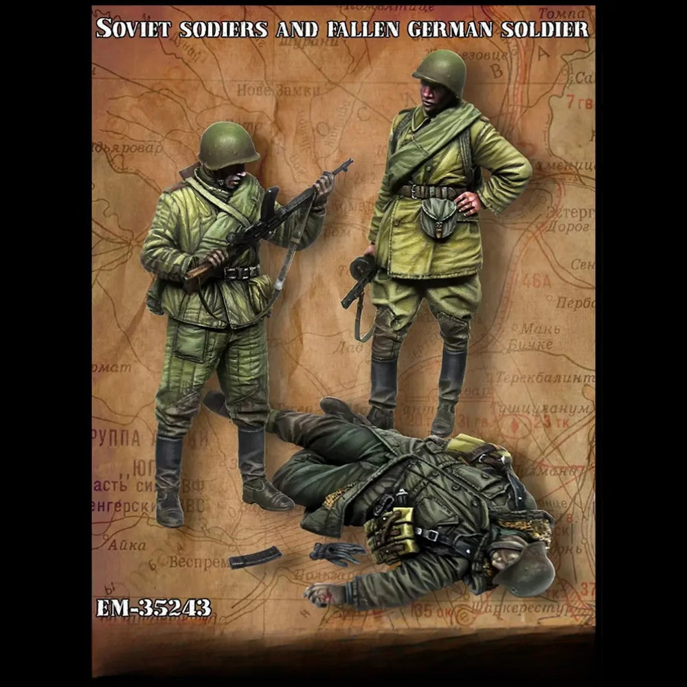 1/35 WWII Soviet & German Combat Scene, 3 Figures, Resin Model Figure Kit, Unassembled and Unpainted
