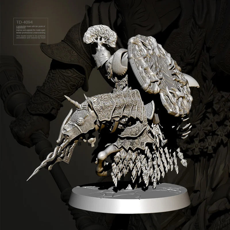Knight on Dragon, Resin Model Figure Kit, Fantasy Theme, Unassembled and Unpainted