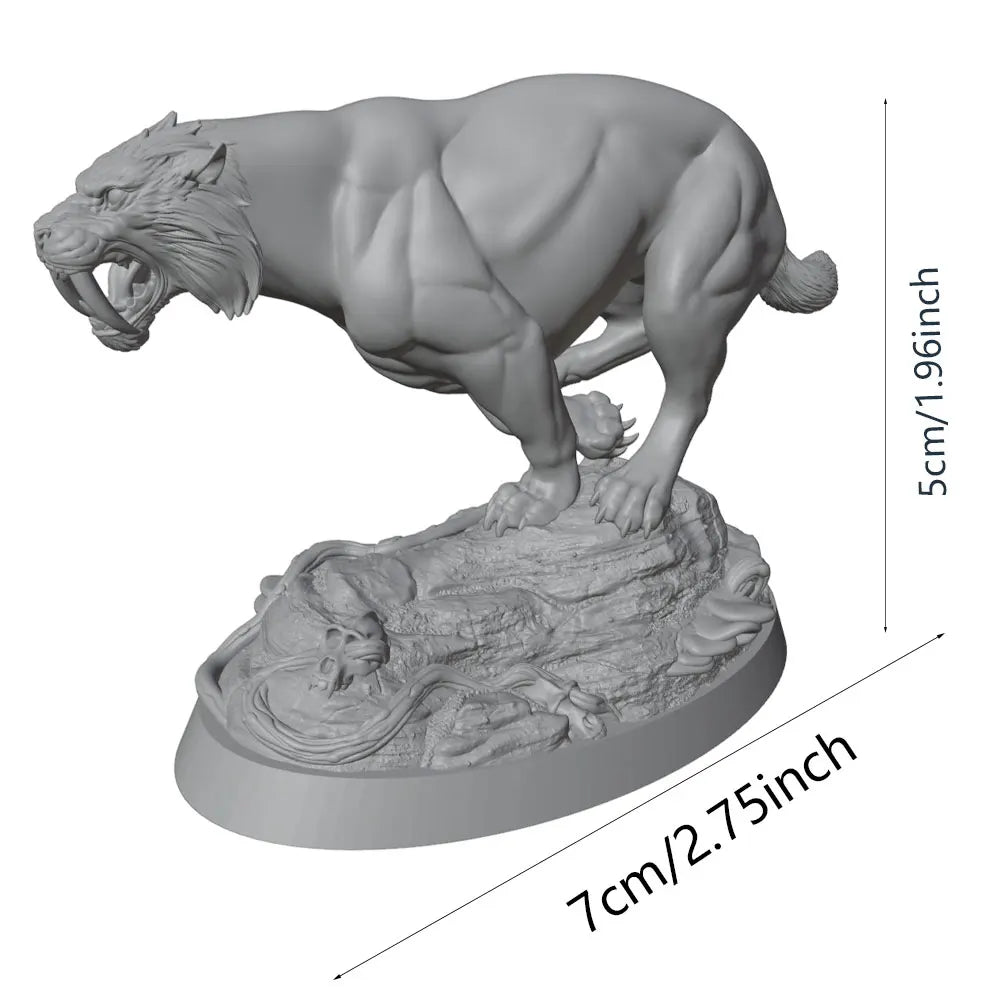 75mm Saber-Toothed Tiger, Resin Model Creature Kit, Wildlife Theme, Unassembled and Unpainted