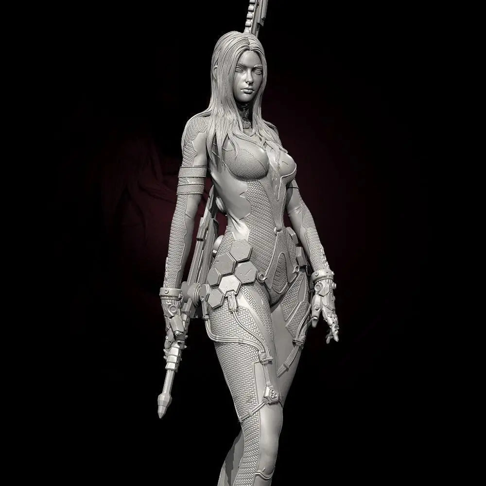 50mm Medieval Fantasy Female Swordsman, Resin Model Figure Kit, Unassembled and Unpainted