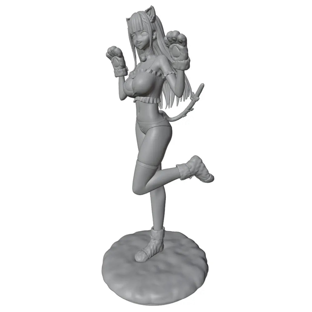 1/24 Catgirl in Crop Top with Paw Claws, Resin Model Figure Kit, Anime Theme, Unassembled and Unpainted