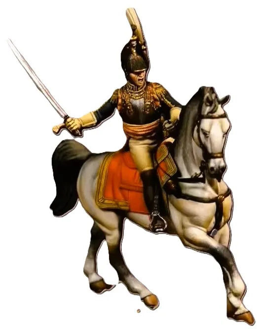 54mm Napoleonic French Cuirassier Officer with Raised Sword, Resin Model Figure Kit, Unassembled and Unpainted