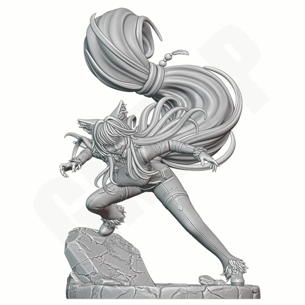 1/24 Wolf Warrior Girl, Resin Model Figure Kit, Fantasy Theme, Unassembled and Unpainted