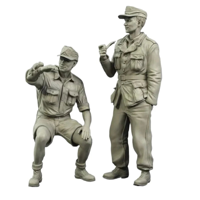 1/35 WWII North African Campaign Soldiers, 2 Figures, Resin Model Figure Kit, Unassembled and Unpainted