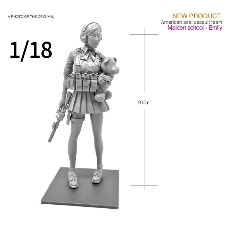 1/18 Modern Female Tactical Operator Holding Child, Resin Model Figure Kit, Unassembled and Unpainted