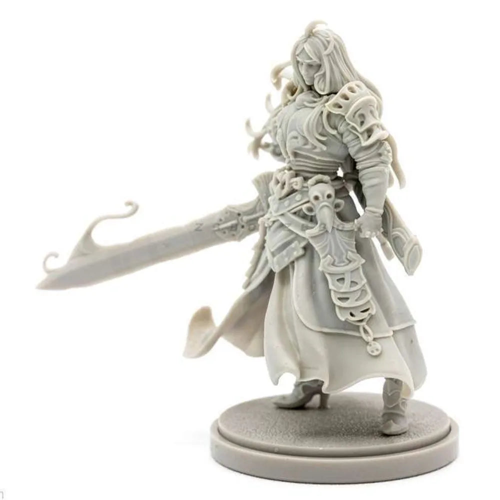38mm Warrior with Dual Curved Swords in Ornate Robes, Resin Model Figure Kit, Fantasy Theme, Unassembled and Unpainted