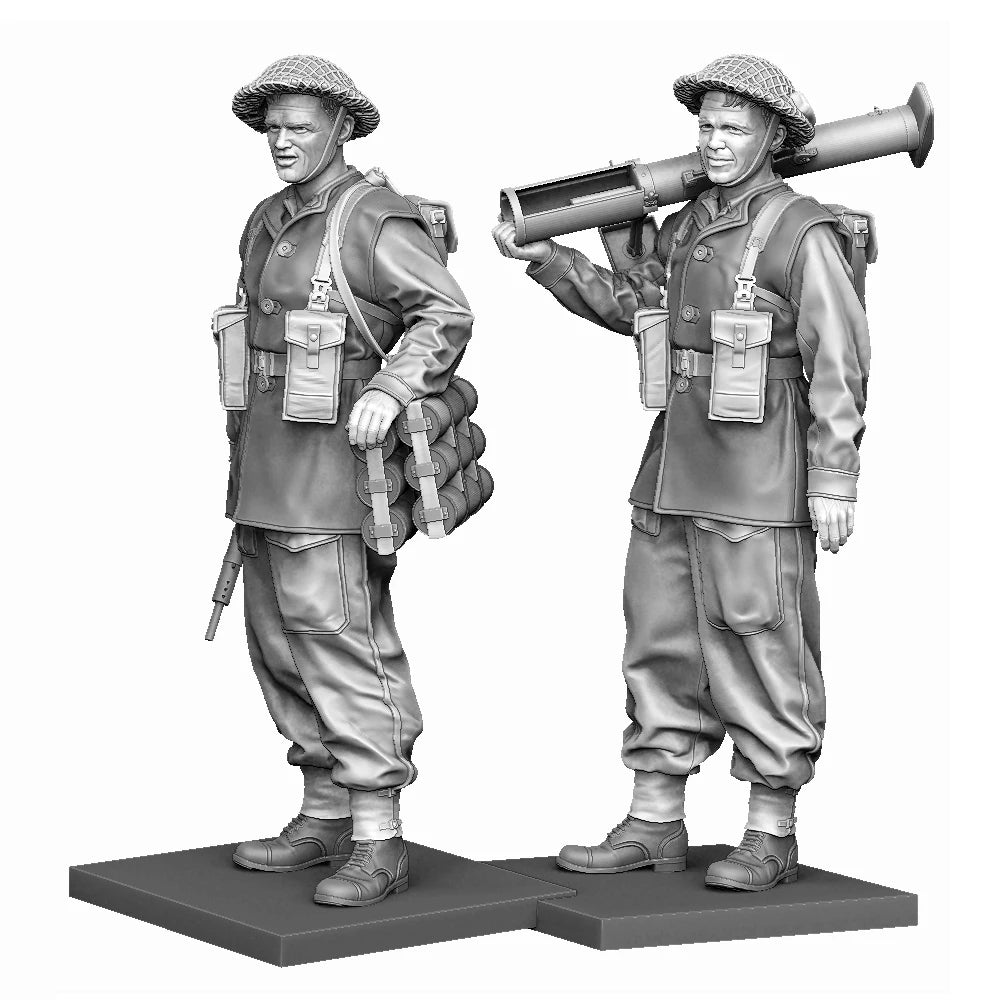 1/35 WWII British PIAT Infantry Team, 4 Figures, Resin Model Figure Kit, Unassembled and Unpainted