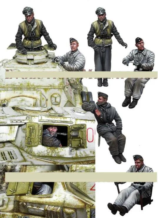 1/35 WWII Soviet T-34, 6 Figures, Resin Model Diorama Kit, Unassembled and Unpainted
