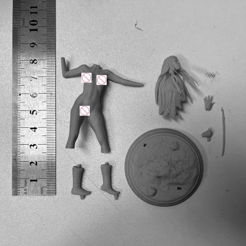 1/24 Warrior with Flowing Braided Hair, Resin Model Figure Kit, Fantasy Theme, Unassembled and Unpainted