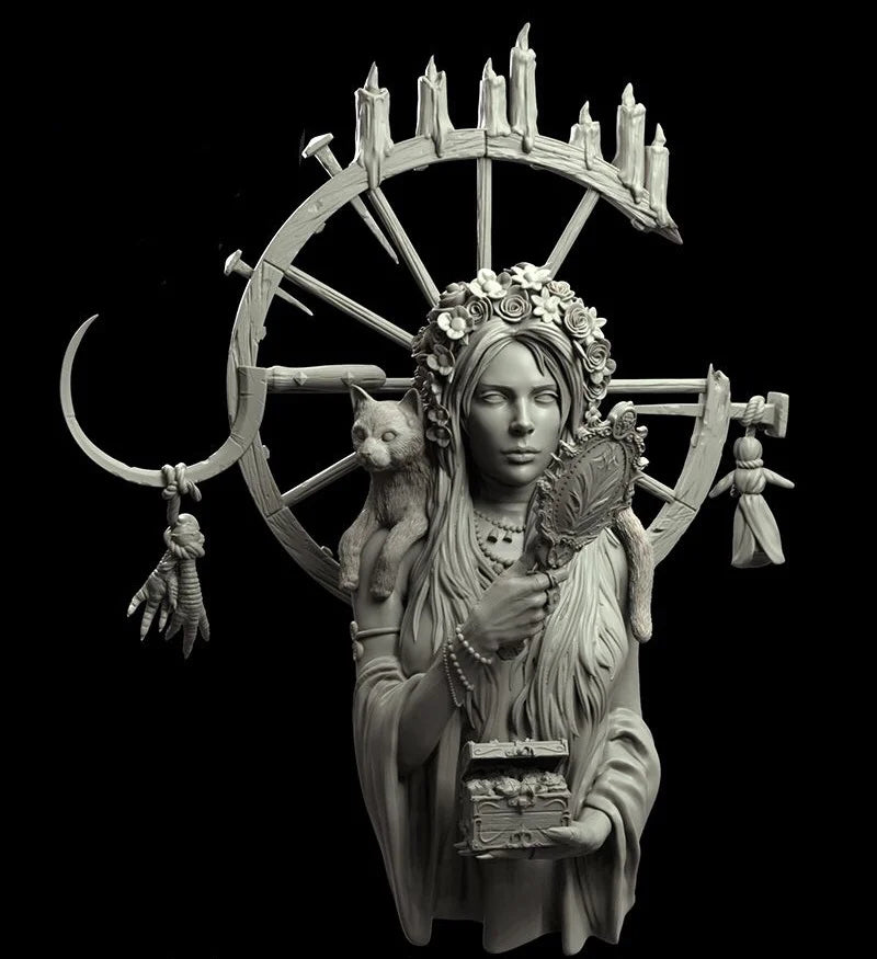1/10 Double-Faced Gothic Witch, Resin Model Bust Kit, Fantasy Theme, Unassembled and Unpainted